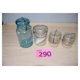 Four Ball Jars with Clamp Lids