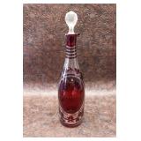 Bohemian  Ruby Glass Brandy Decanter