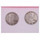 1960 & 1960 D Franklin Half Dollar Coins