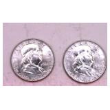 Two 1961 P Franklin Half Dollars