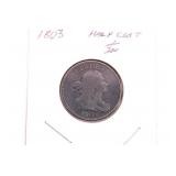 1803 Draped Bust Half Cent Coin