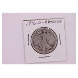 1916 D Walking Liberty Half Dollar Coin