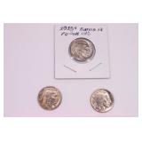 1936P, 1937P, 1938D Buffalo Nickel Coins