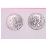 Two 1960-D Franklin Half Dollars