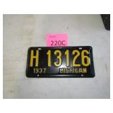 1937 Michigan License Plate