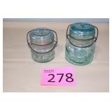 Two Atlas E-Z Seal Short Jars with Clamp Lids