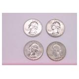 Four 1959 Washington Quarters