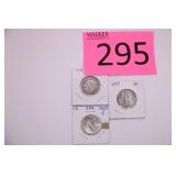 Three 1929 Standing Liberty Silver Quarters