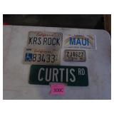 Four License Plates, Curtis Road Sign