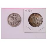 1943S & 1943 Walking Liberty Half Dollar Coins
