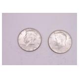 Two 1964 P Kennedy Half Dollar Coins