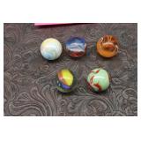 Five Vintage Shooter Marbles