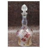 Vintage Mid Century Hand Painted Glass Decanter