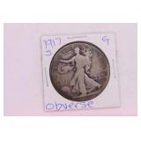 1917 S Walking Liberty Half Dollar Coin