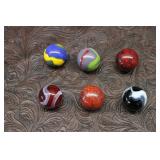 Six Vintage Shooter Marbles