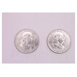 Two 1960-D Franklin Half Dollars