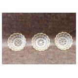 Three Vintage Jeannette Glass Thumbprint Bowls