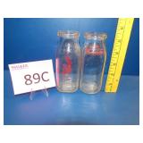 Two Johnsons Dairy 1/2 Pint Milk Bottles