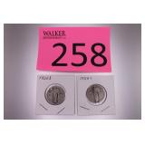 Two 1928 S Standing Liberty Silver Quarters