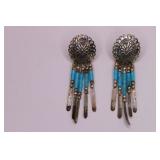 Vintage Sterling Silver Navajo Turquoise Earrings