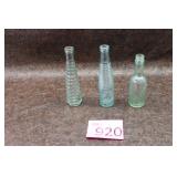 Three Vintage Glass Bottles