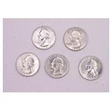 Five 1959 Washington Quarters