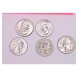 Five 1959 Washington Quarters