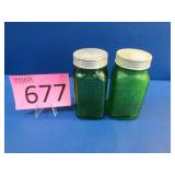 Vintage 1930s Green Depression Glass