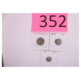 1852 Trime, 1881 3 Cent Piece, 1911 Barber Nickel