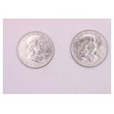 Two 1960-D Franklin Half Dollars