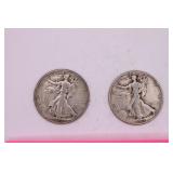 Two 1945 Walking Liberty Half Dollar Coins