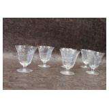 Six Vintage Libbey Rock Sharpe Footed Glasses
