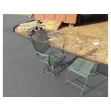 Green Wrought Iron wivel Rocker / Ottoman