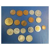Foreign Coins and 2 Buffalo Nickels