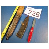 Two Vintage Knife Scabbards / Swiss Army Knife