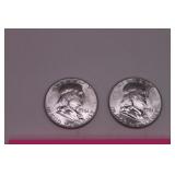 Two 1961 P Franklin Half Dollars