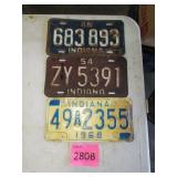Three Indiana License Plates 1948, 1954, 1968