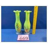 Pair of Art Glass Bud Vases