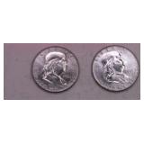 Two 1961 P Franklin Half Dollars