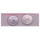 Two 1961 P Franklin Half Dollars