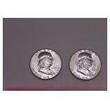 Two 1961 P Franklin Half Dollars