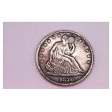 1875 Holed Seated Liberty 1/2 Dollar Coin