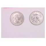 Two 1960-D Franklin Half Dollars