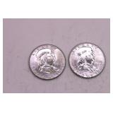 Two 1961 P Franklin Half Dollars