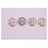Four 1952  - 1956 Washington Quarters