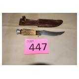 Vintage Saber Knife with Leather Sheath