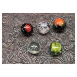 Five Vintage Shooter Marbles