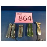 Four Mini Multi Tool Knives