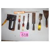 Wood Chisel, Stapler, Small Dry Wall Saw