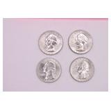 Four 1959 Washington Quarters